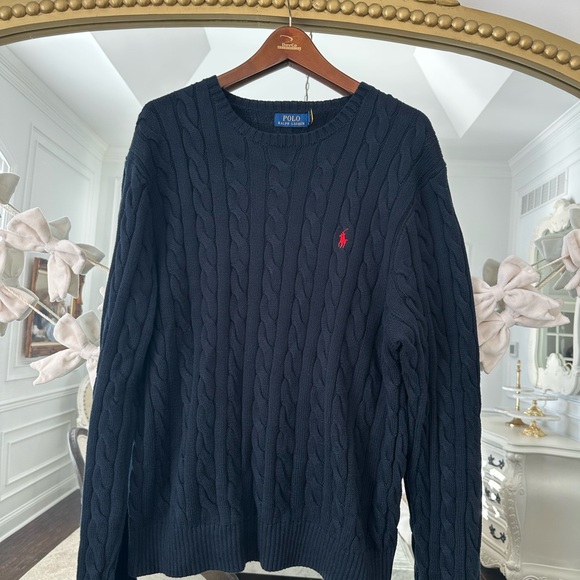 Polo by Ralph Lauren Men's Navy Cable Knit Sweater